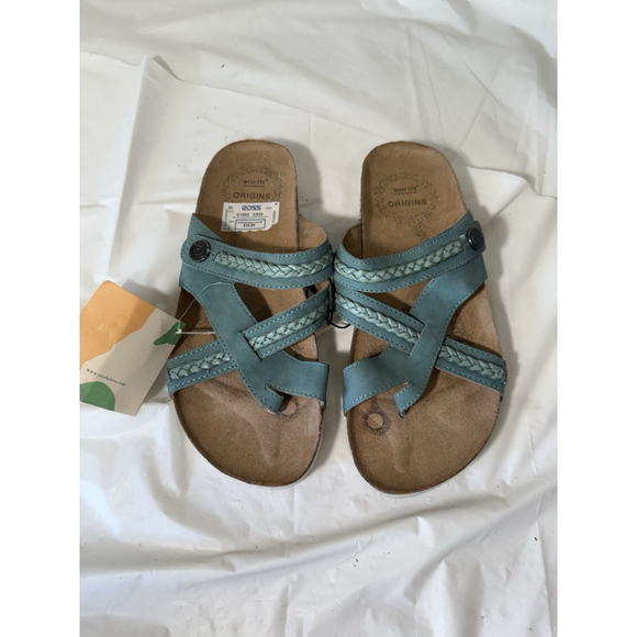 Earth Origins Braided Leather Toe Sandals Size 6 M Jacet Agate Green - Picture 1 of 15